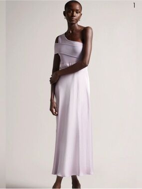 Ted Baker London IVENA Asymmetric satin skirt Knit Bodice Dress Satin‎ 2  (US 4)
